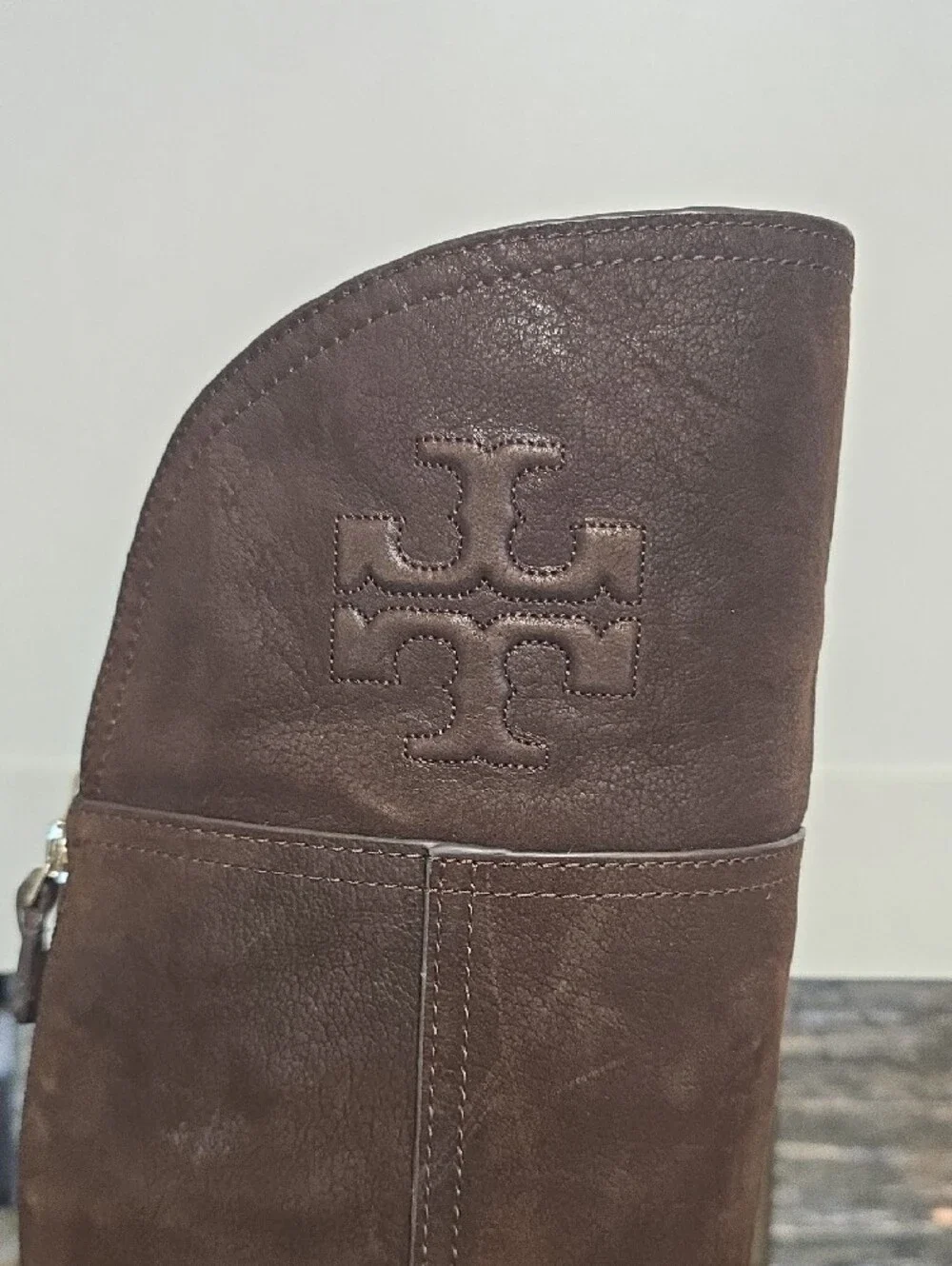 Tory Burch Dark Brown Over-the-Knee Leather & Suede Boots